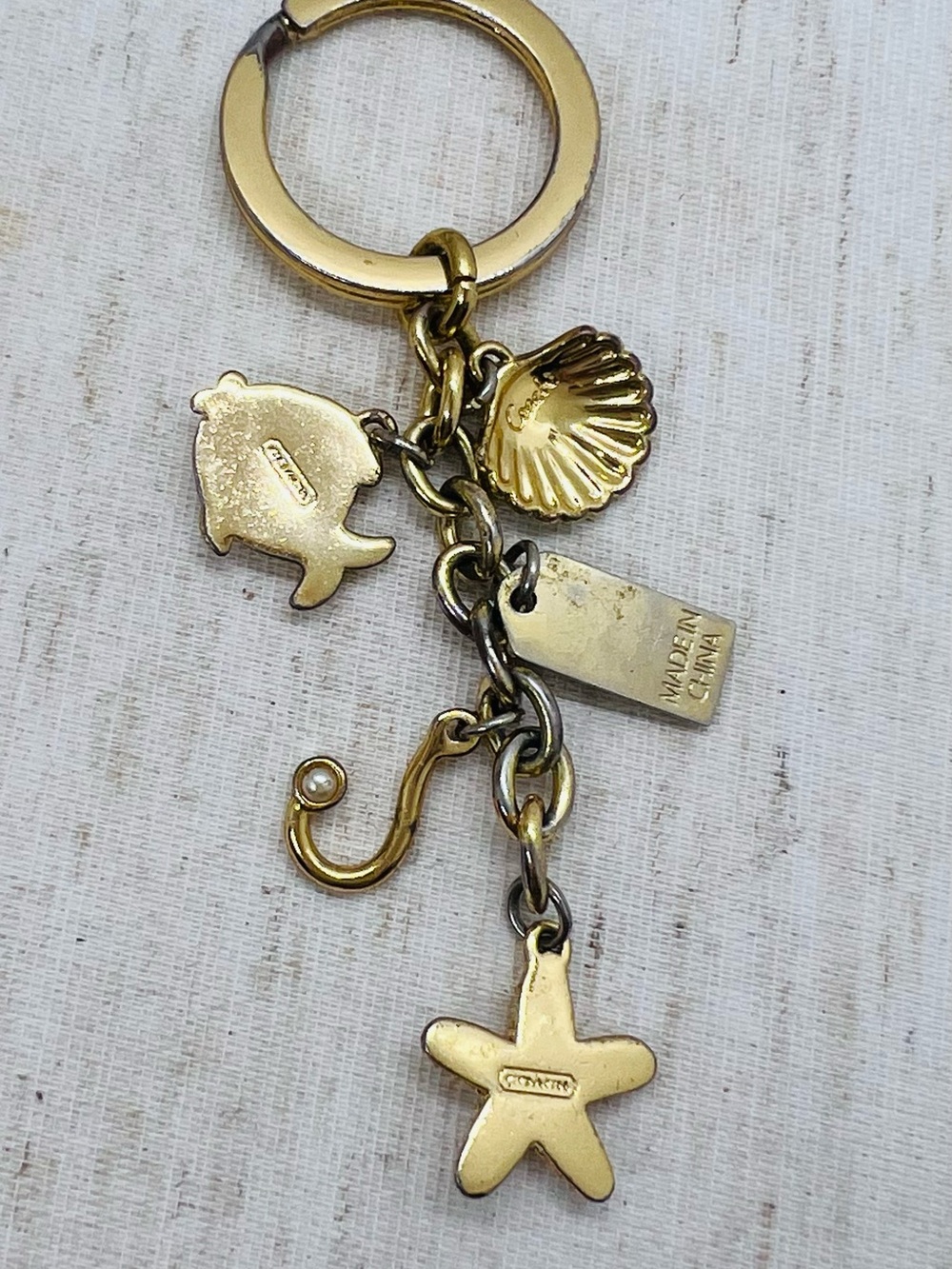 Rare Coach Under The Sea Coach Gold And Mint Key Chain Fob Purse Decor - Picture 8 of 8